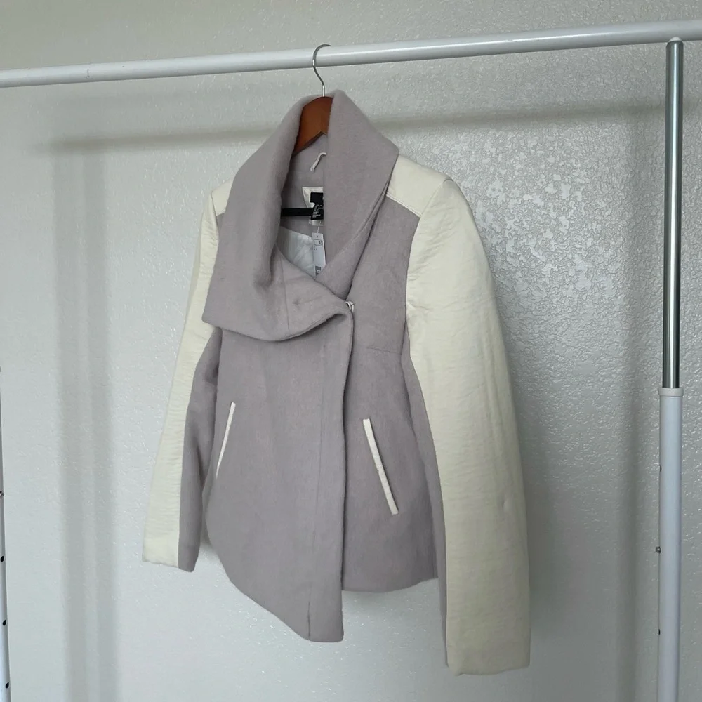 Cream leather & lavender cotton leaver jacket - Picture 11 of 13